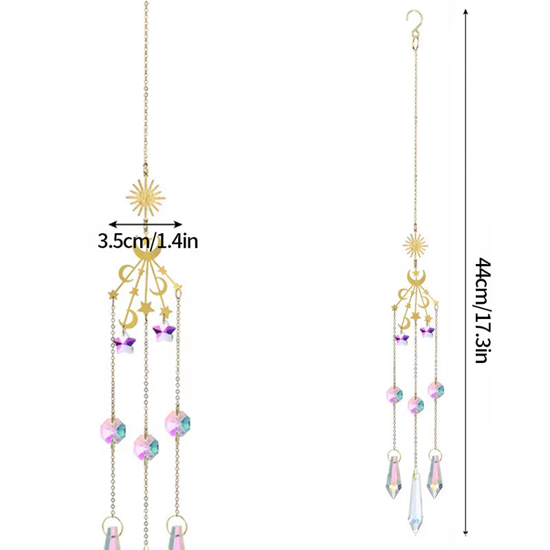 Crystal Suncatcher Colorful Rainbow Hanging Wind Chimes Home Garden Decoration Window Drop Bell Catcher Hanging Ornaments