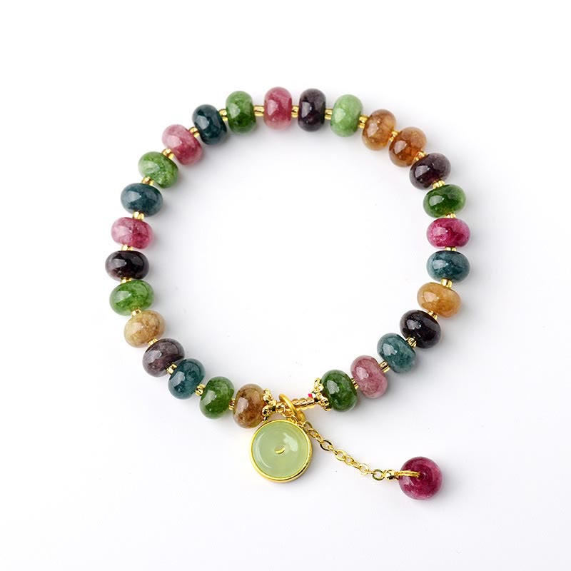 Colorful Tourmaline Love Bracelet with Rabbit Flower Charm
