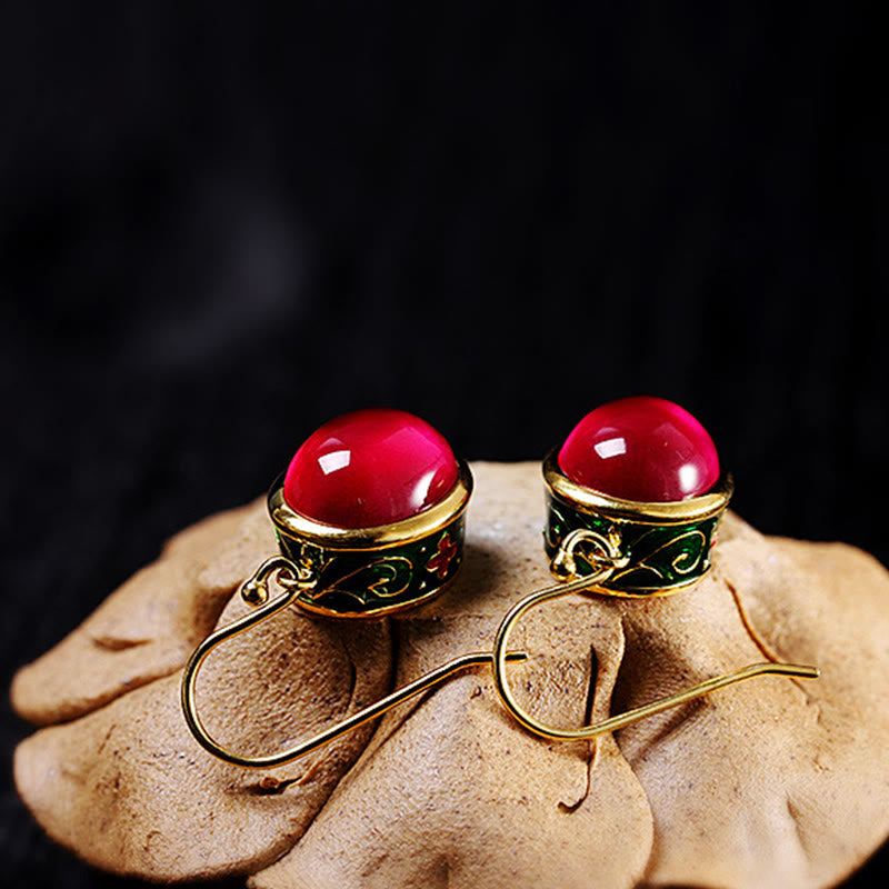 Red Corundum Spiritual Earrings for Confidence and Courage