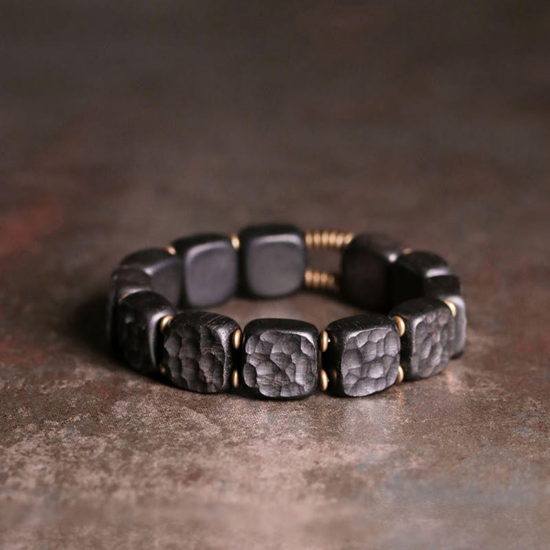 14mm Ebony Wood Copper Peace Balance Spiritual Bracelet
