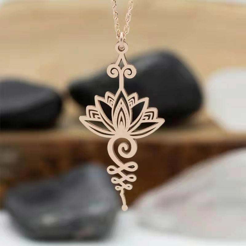 Titanium Lotus Pendant Necklace | Enlightenment & Luck