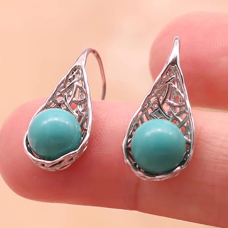 925 Sterling Silver Turquoise Protection Drop Earrings