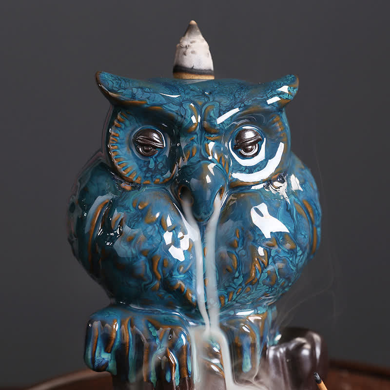 Handmade Ceramic Owl Backflow Incense Burner 9.2cm