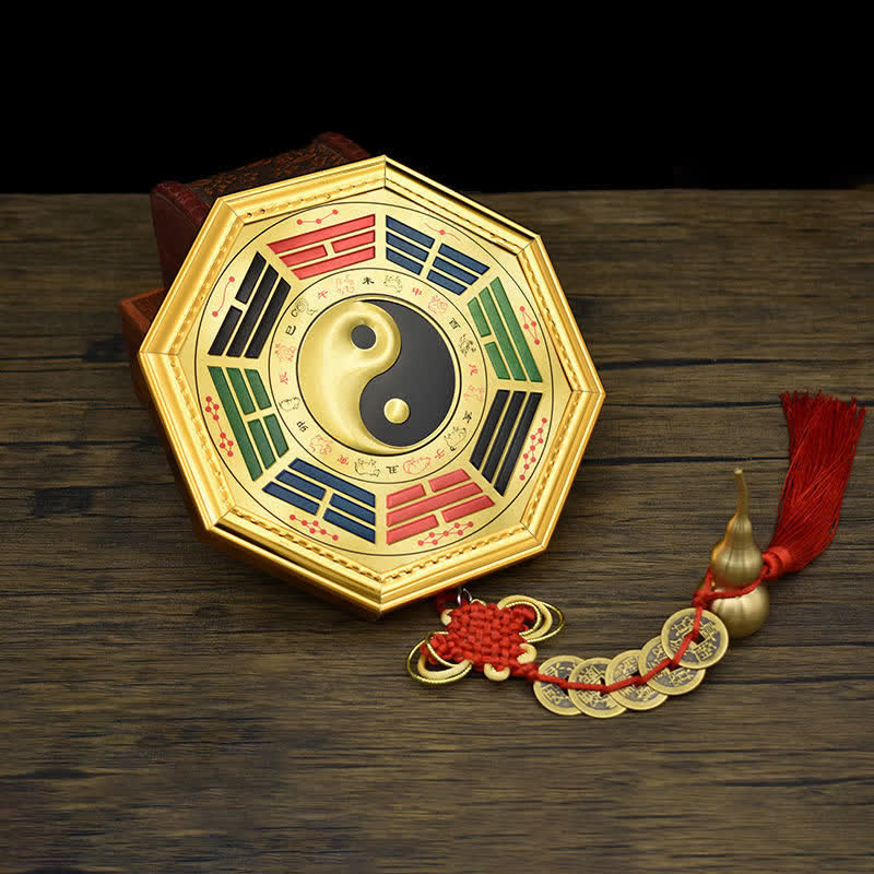 Bagua-Karte, Feng Shui, Energieausgleich, mit fünf Kaisermünzen, 17,5 cm
