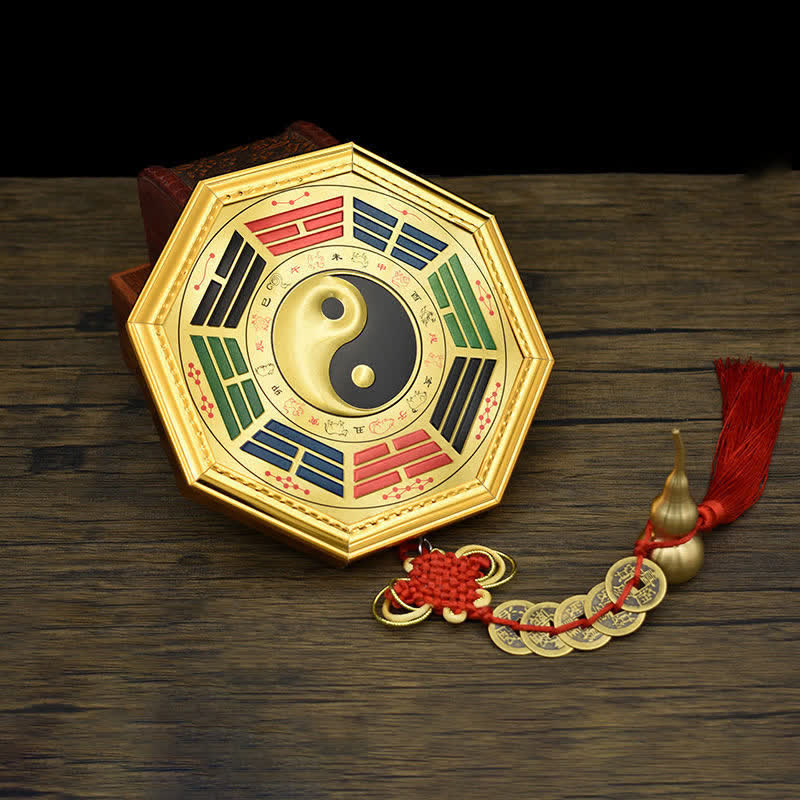 Bagua-Karte, Feng Shui, Energieausgleich, mit fünf Kaisermünzen, 17,5 cm
