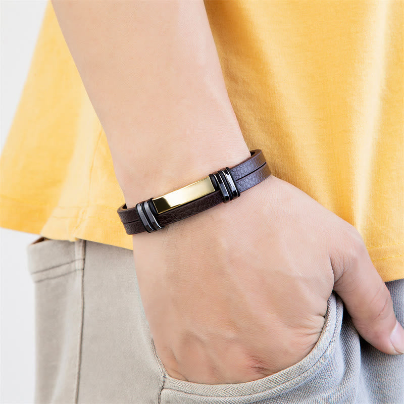 Balance Lederarmband aus Titanstahl | Heilende Klänge