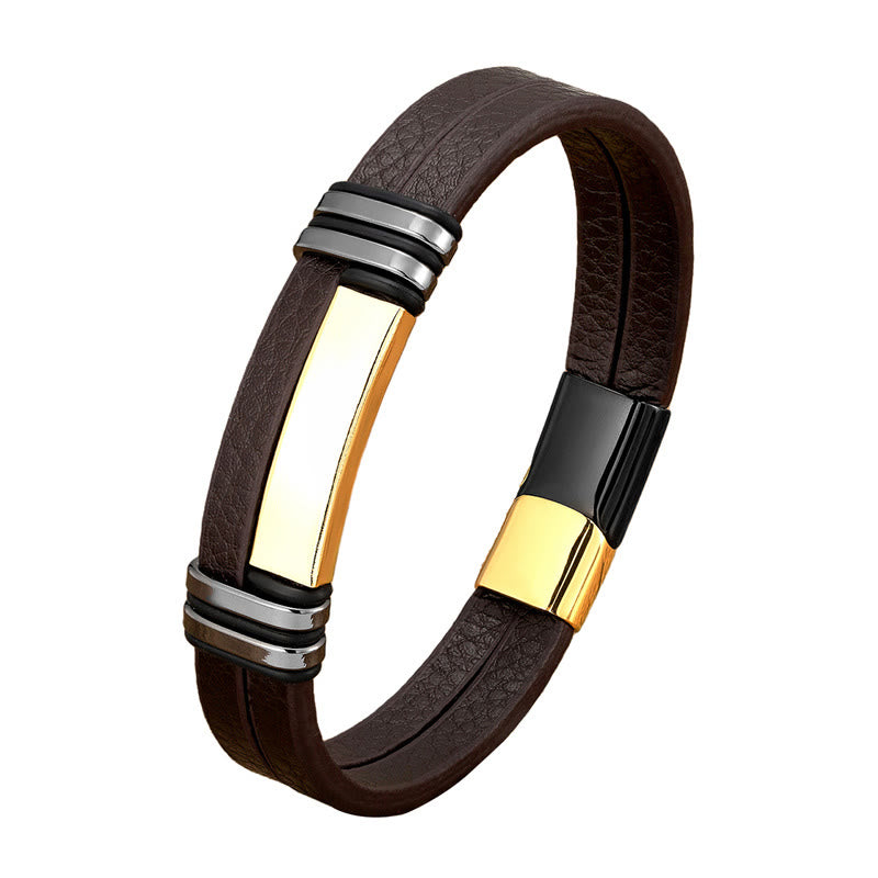 Balance Lederarmband aus Titanstahl | Heilende Klänge