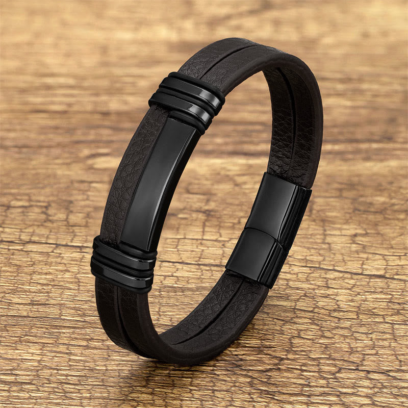 Balance Lederarmband aus Titanstahl | Heilende Klänge