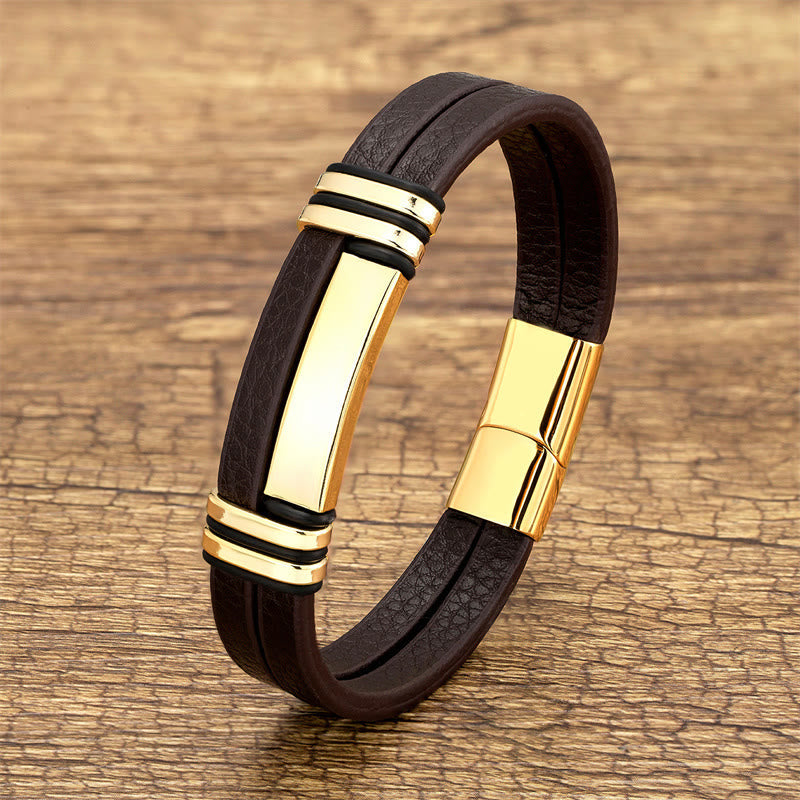 Balance Lederarmband aus Titanstahl | Heilende Klänge