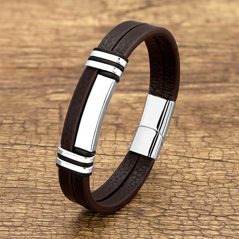 Balance Lederarmband aus Titanstahl | Heilende Klänge