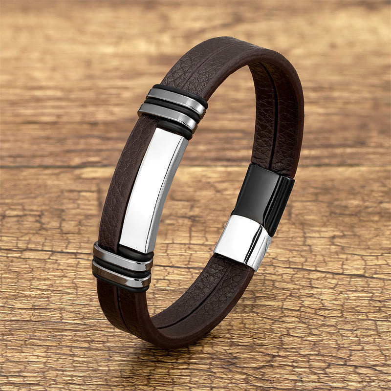 Balance Lederarmband aus Titanstahl | Heilende Klänge