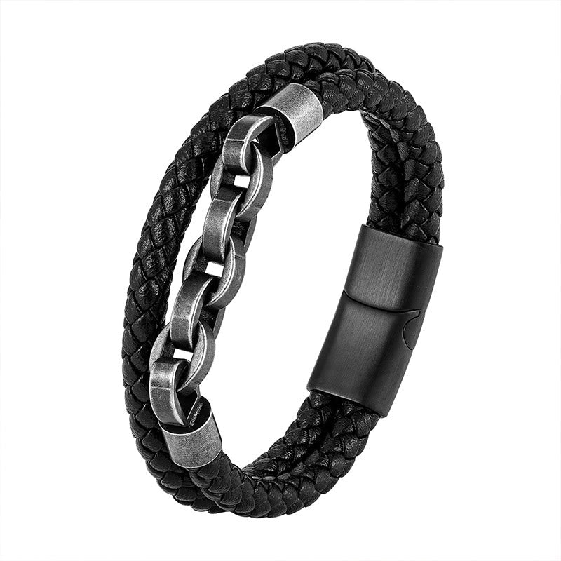 Balance Titanstahl-Lederarmband