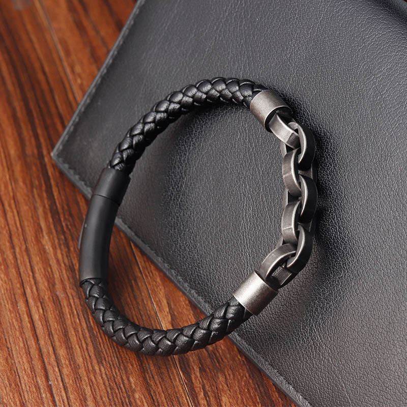 Balance Titanstahl-Lederarmband