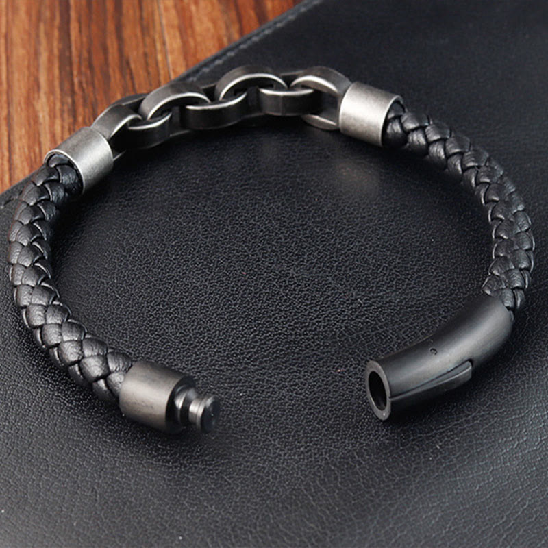Balance Titanstahl-Lederarmband