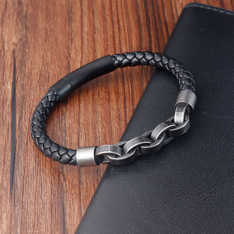 Balance Titanstahl-Lederarmband