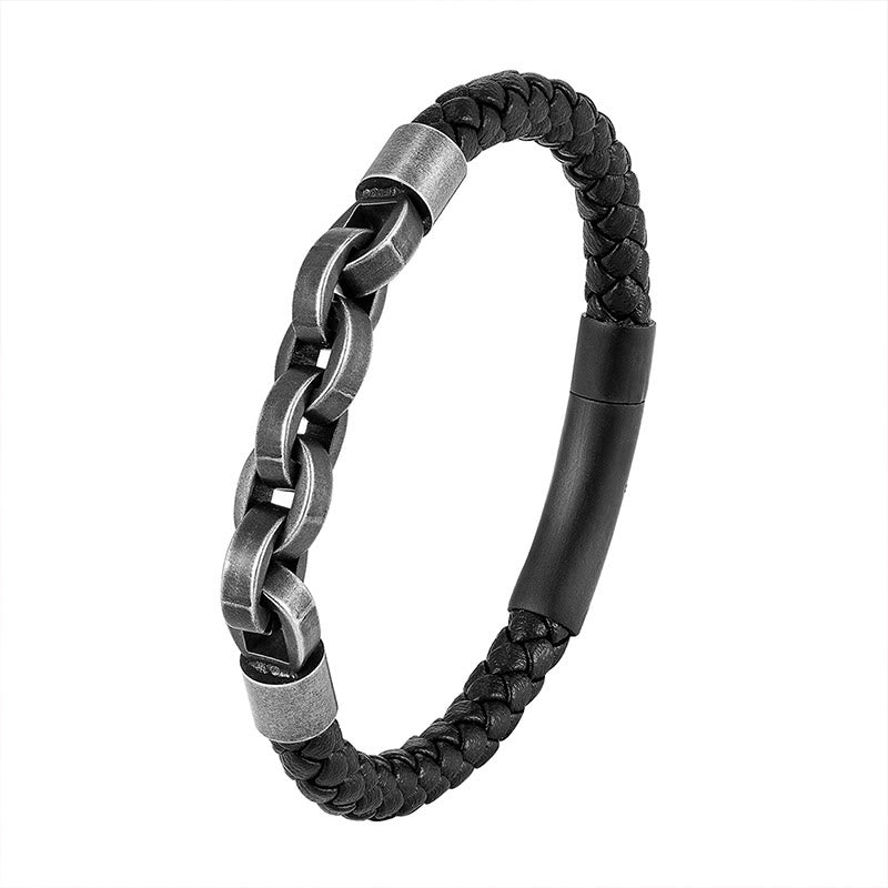 Balance Titanstahl-Lederarmband