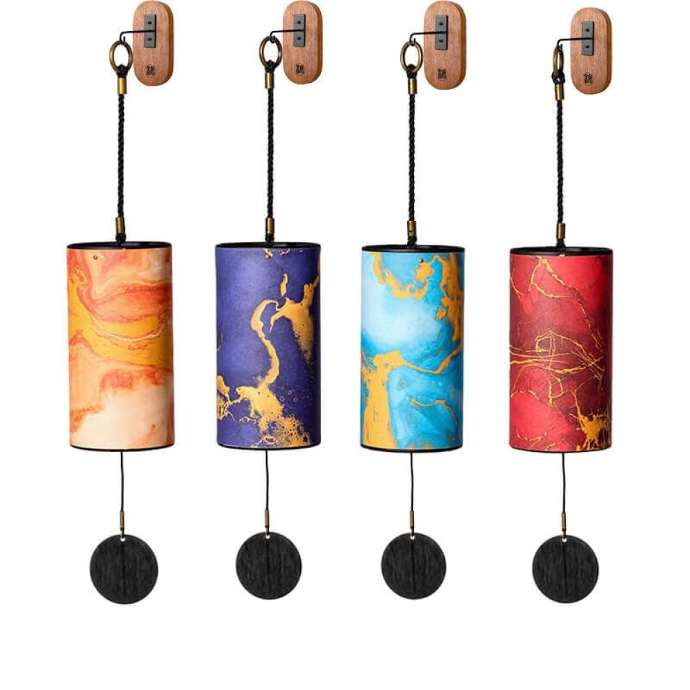 Bamboo 9-Tone Wind Chime: Dm B Em D Bm C Am Dm G Melodies - Energy Series (4 pcs) + Wall Hanging