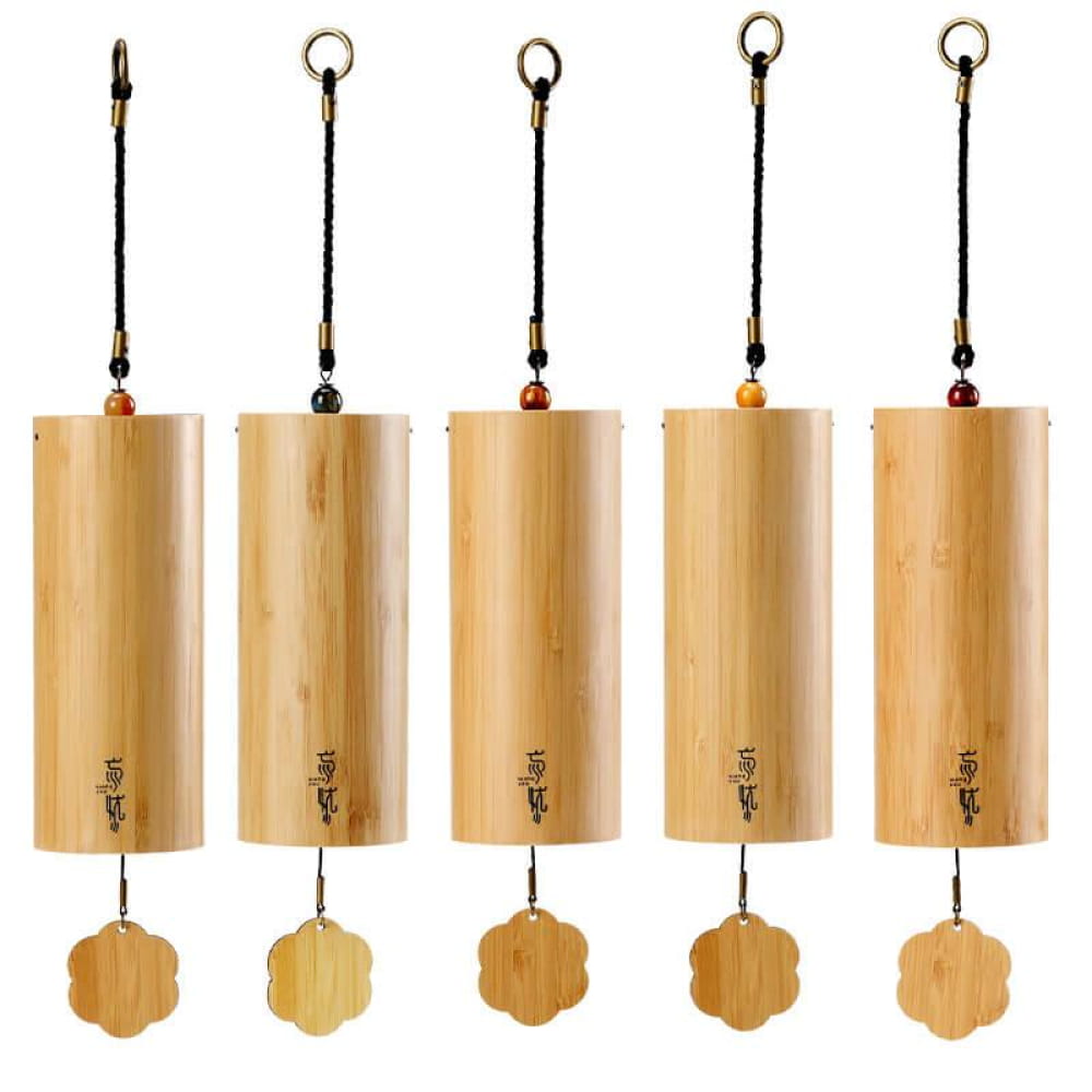 Bamboo 9-Tone Wind Chime: Dm B Em D Bm C Am Dm G Melodies - Planet Series Set (5 pcs) Wind Chime