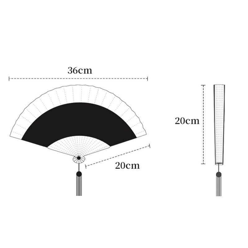 Bambus Hohl Gravur Faltfächer 20cm Handarbeit Kunstfertigkeit