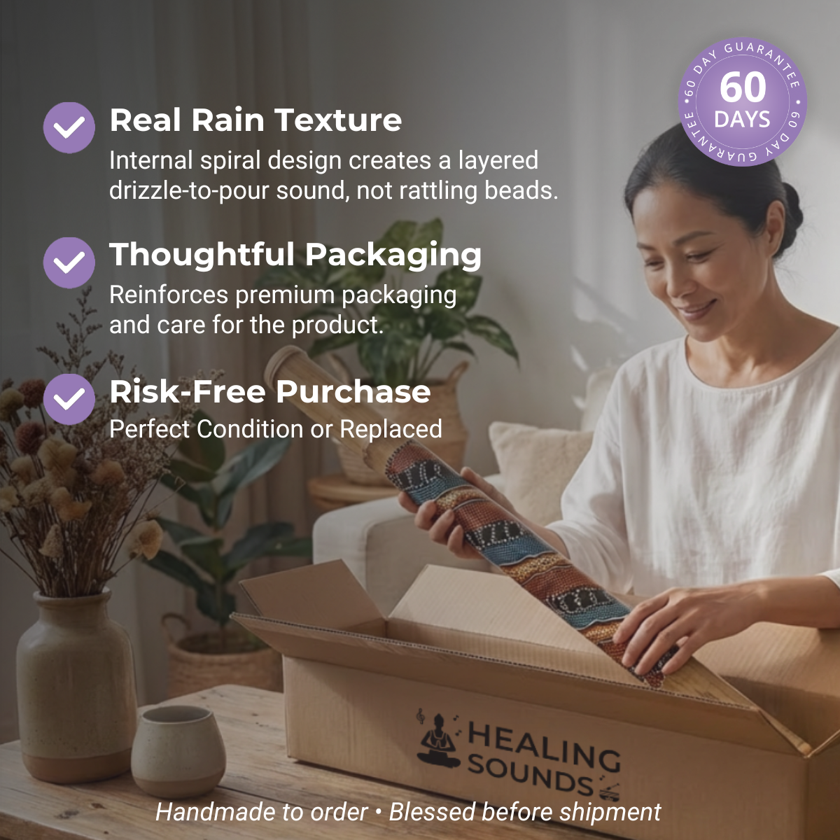 Bambus-Regenstab-Instrument - 40 cm, 60 cm, 100 cm