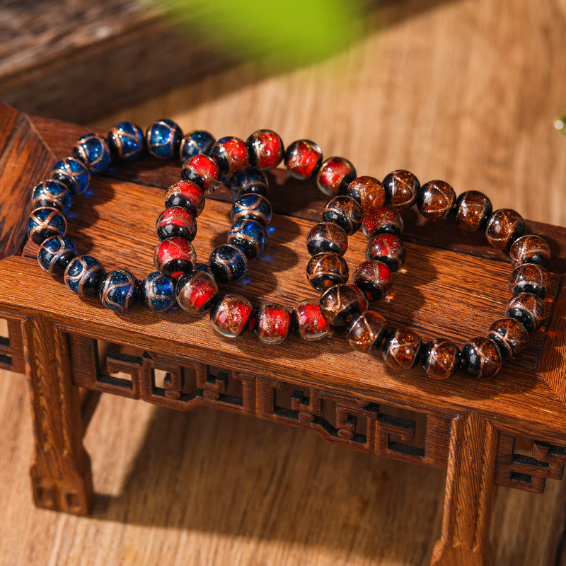 Multicolored Liuli Glass Bead Spiritual Bracelet 8mm