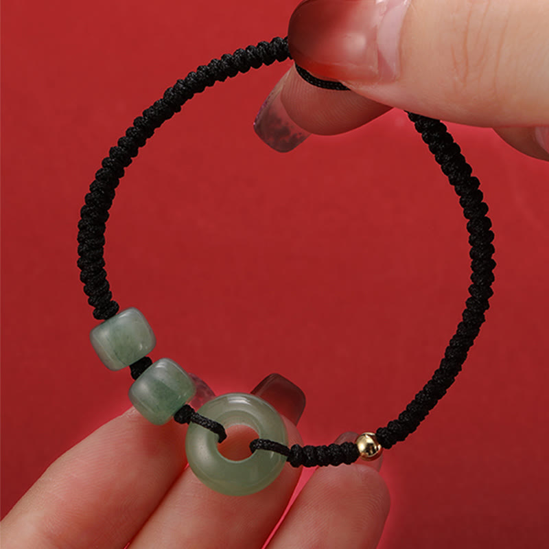 Green Aventurine White Jade Peace Buckle Couple Bracelet