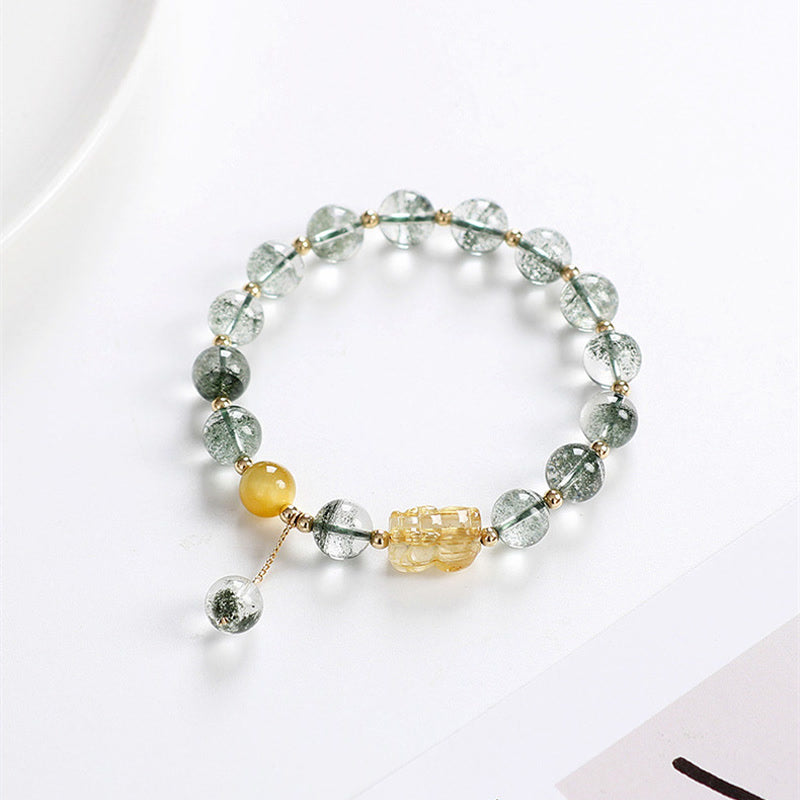 8mm Green Phantom Citrine PiXiu Confidence Bracelet