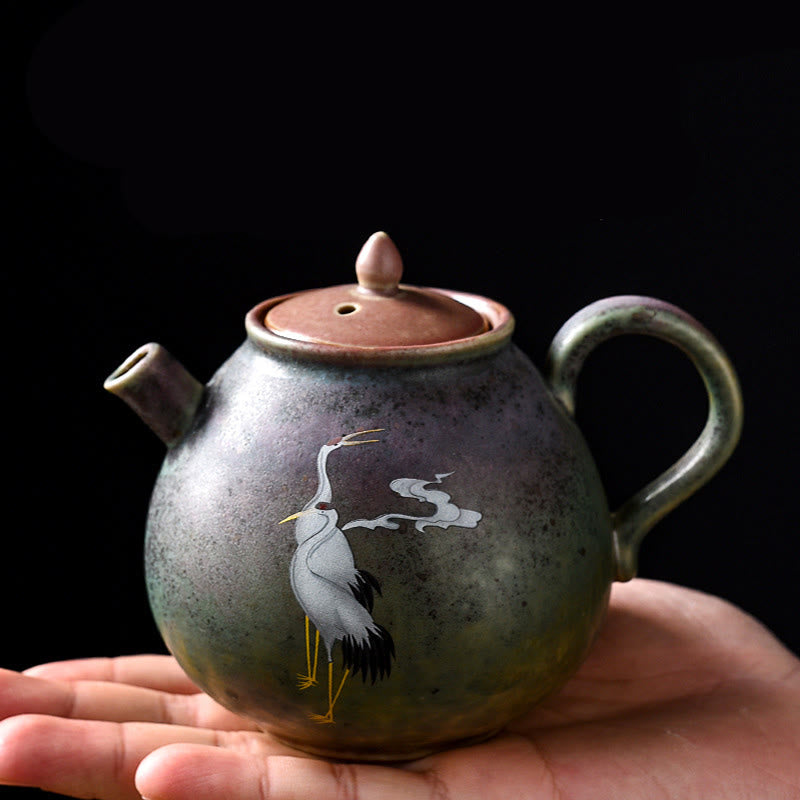 Round Pattern Ceramic Gongfu Teapot 240ml for Gongfu Tea