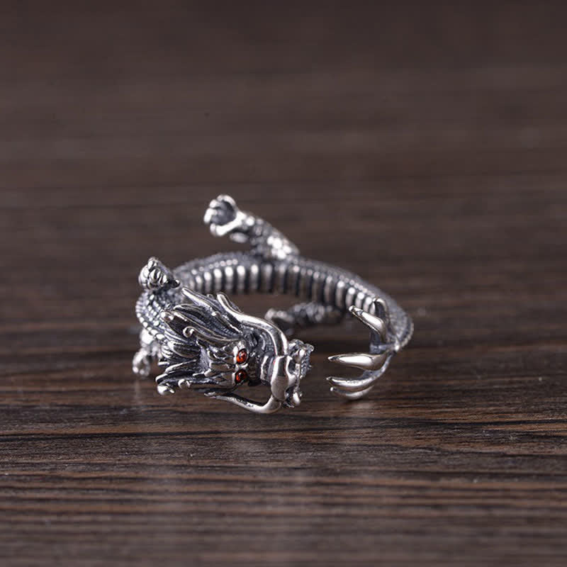Dragon Ring in 925 Sterling Silver for Luck & Success