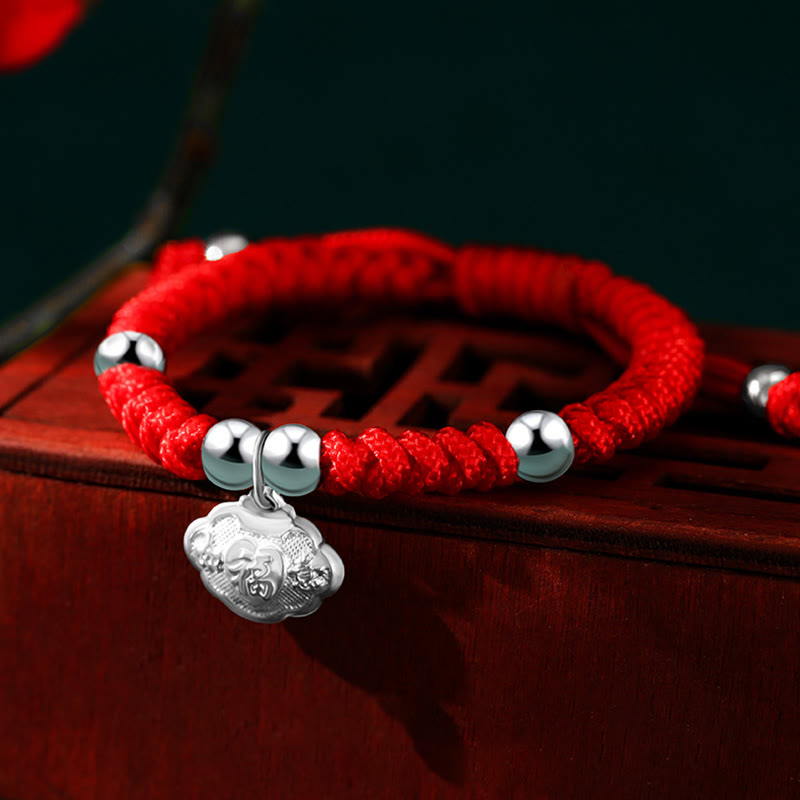 Kids Sterling Silver Spiritual Bracelet With Fu Character Charm