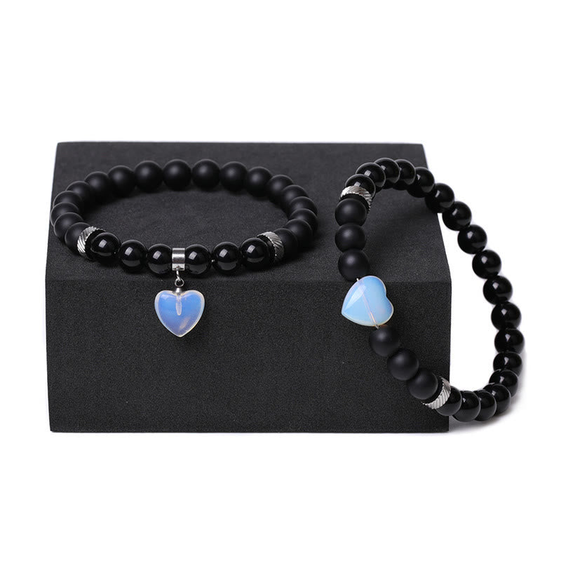 Black Onyx Love Heart Protection Bracelet 8mm Beads
