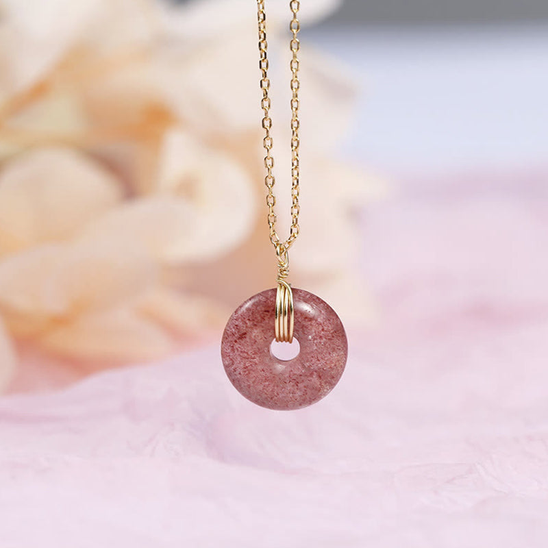 Strawberry Quartz Silver Necklace 45cm for Healing & Love