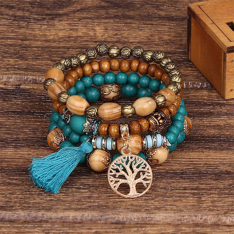 Wenge Wood Turquoise Healing Bracelet for Balance & Calm