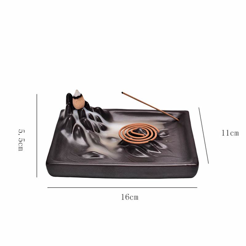 Ceramic Mountains Flowing Water Backflow Incense Burner