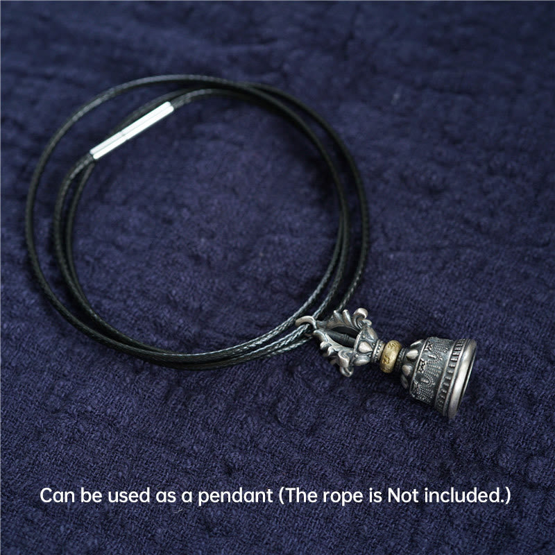 925 Sterling Silber Om Mani Padme Hum Dorje Glocke Anhänger | Spirituelle Kraft