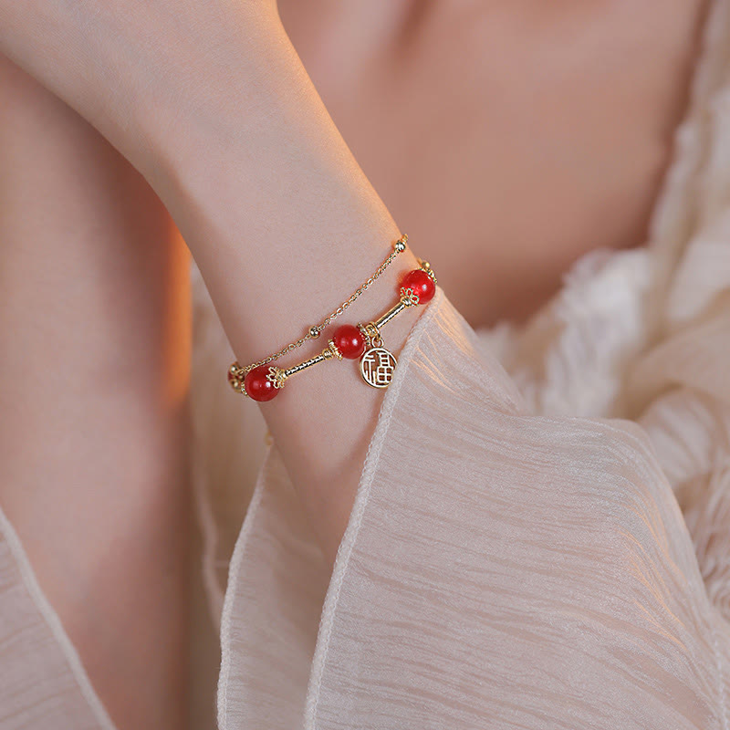 Red Agate Fu Character Self-acceptance Bracelet