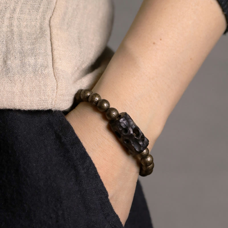 Unisex Ebony Wood Copper Balance Spiritual Bracelet 15cm