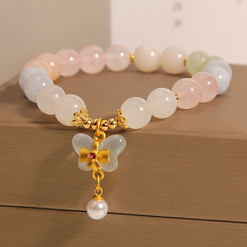 Morganite Confidence Butterfly Charm Spiritual Bracelet