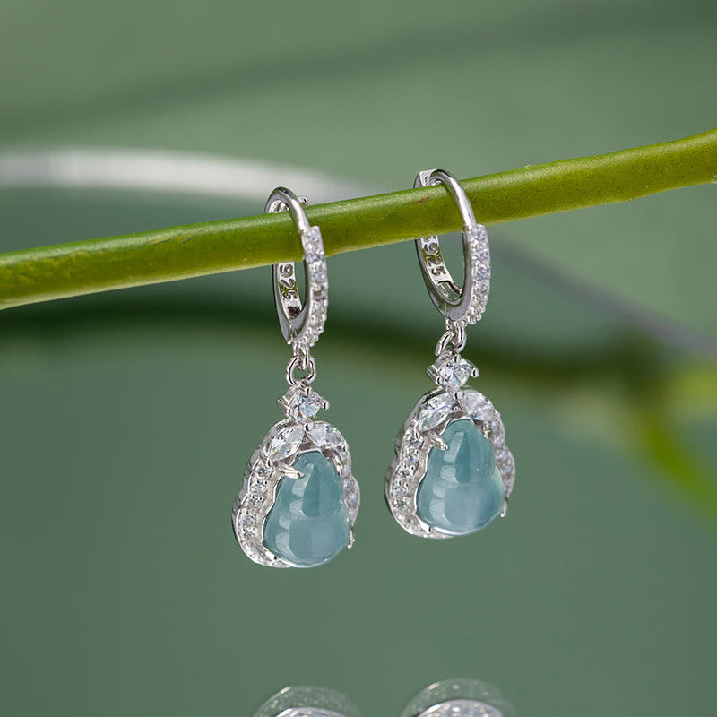 Green Jade Gourd Drop Earrings for Abundance & Prosperity