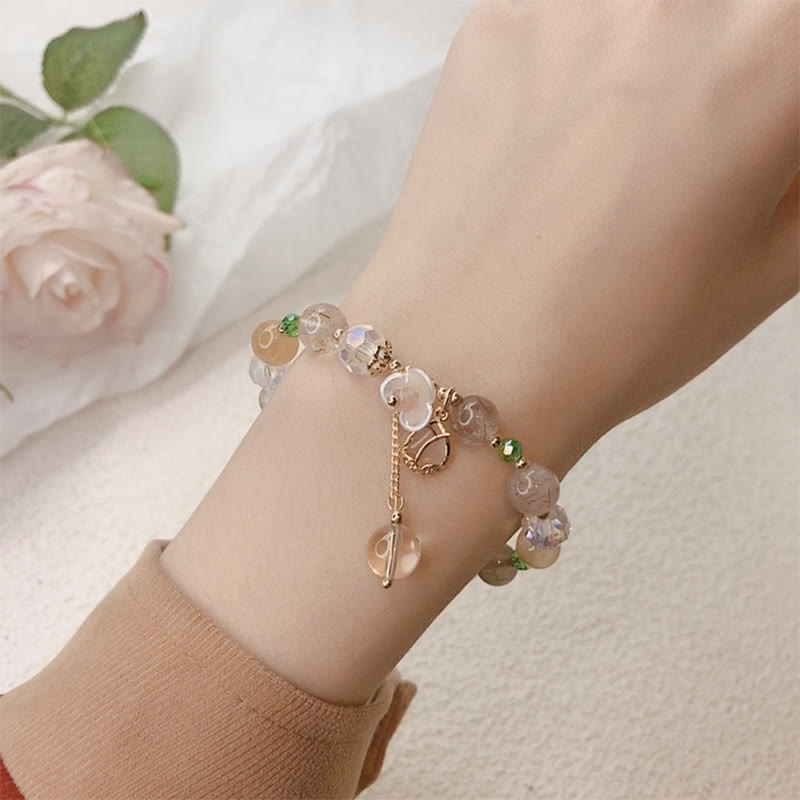 Strawberry Quartz Fluorite Healing Bracelet for Emotional Clarity