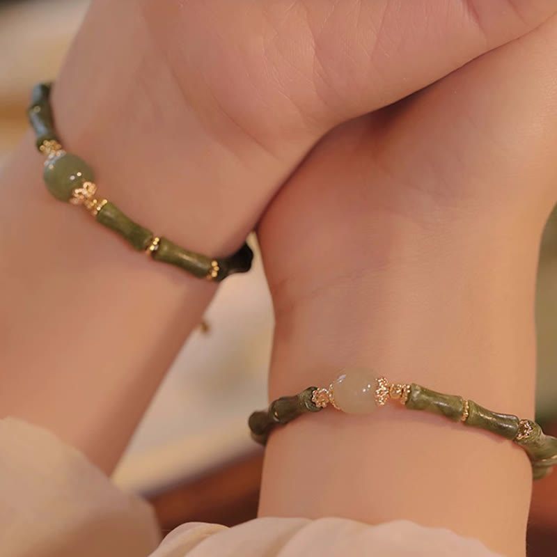 11mm Peridot Hetian Jade Luck Jade Bracelet