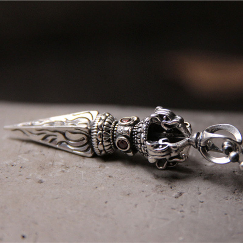 Halskette mit spiritueller Kraft des Vajra-Anhängers aus 925er Sterlingsilber