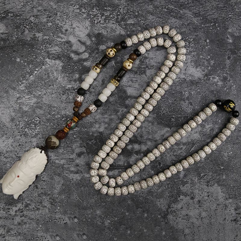 108 Beads Bodhi Seed Mala Bracelet | Avalokitesvara Pixiu Guan Gong