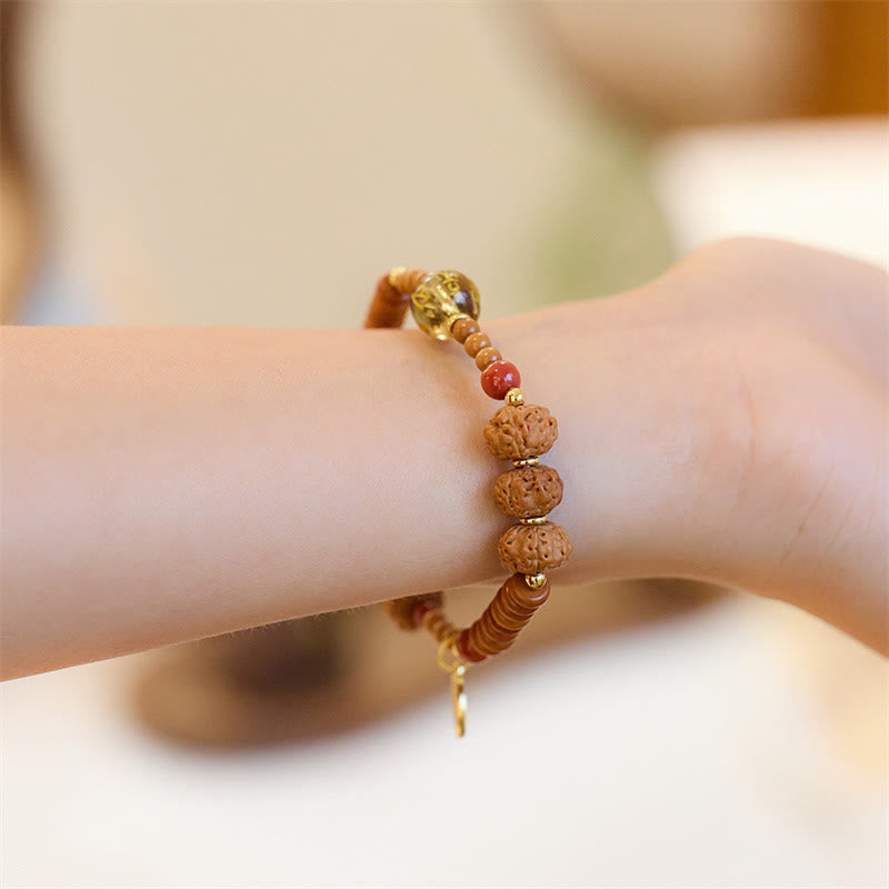 Om Mani Padme Hum Armband Bodhi Seed und schwarzer Onyx