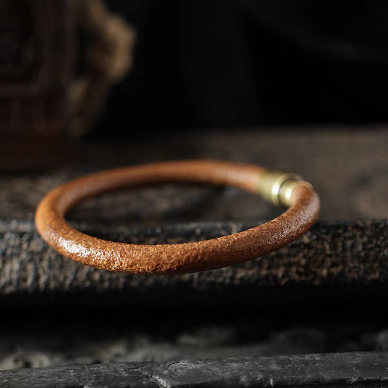 Retro Copper Leather Spiritual Bracelet for Luck & Healing