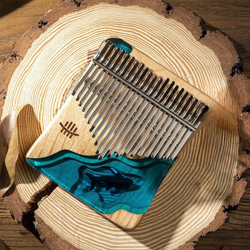 Kalimba aus Buchenholz mit 21 Tasten für Meditation – Heilende Klänge