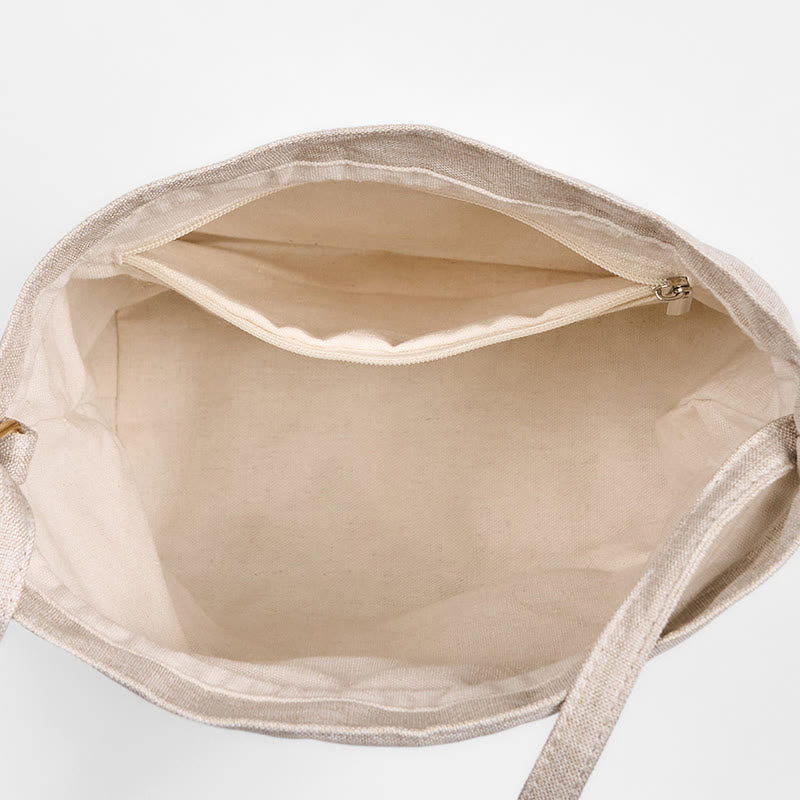 Beige Orchideengras Yogatasche aus Baumwollleinen 19x20x10 cm