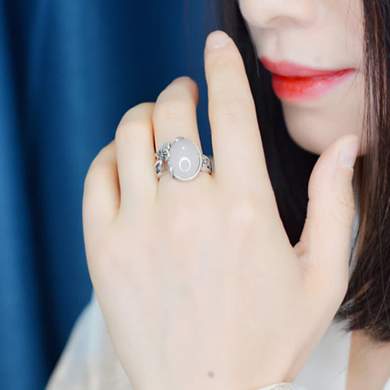 990 Sterling Silber Chalcedon Pflaume Positive Harmonie Ring