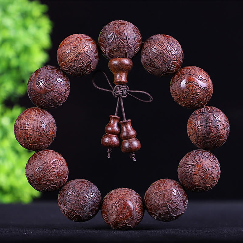 Chinesisches Sternzeichen-Armband aus Rosenholz | 12 Sternzeichen-Perlen Wärme