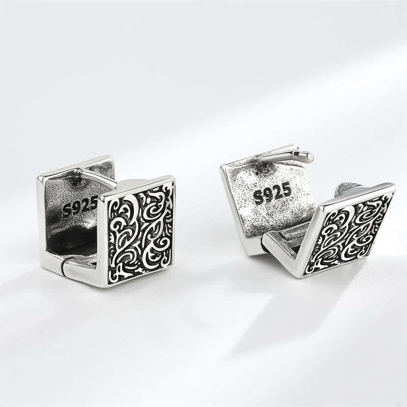 Copper Grass Pattern Square Stud Earrings for Healing Balance